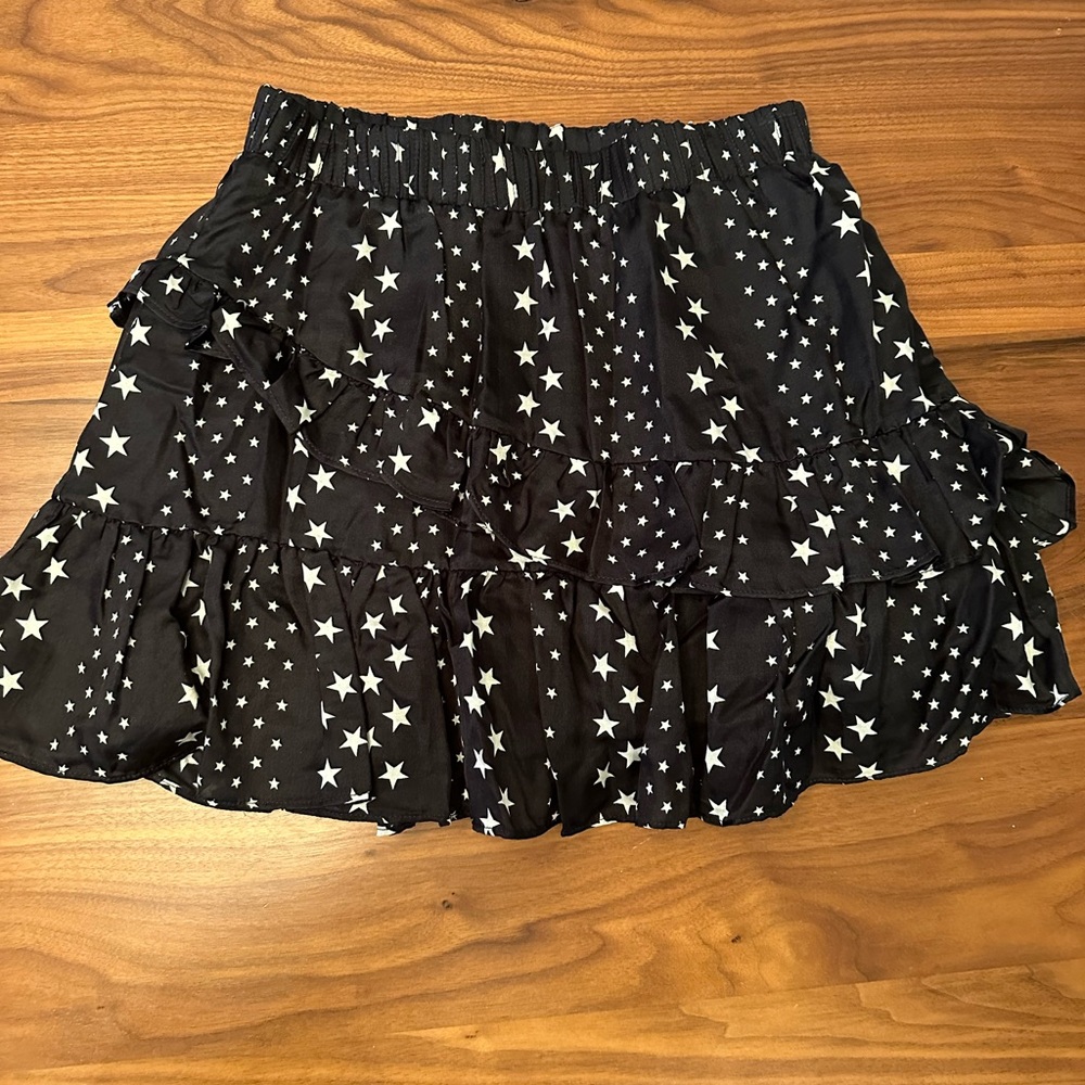 Loveshackfancy black satin star skirt P